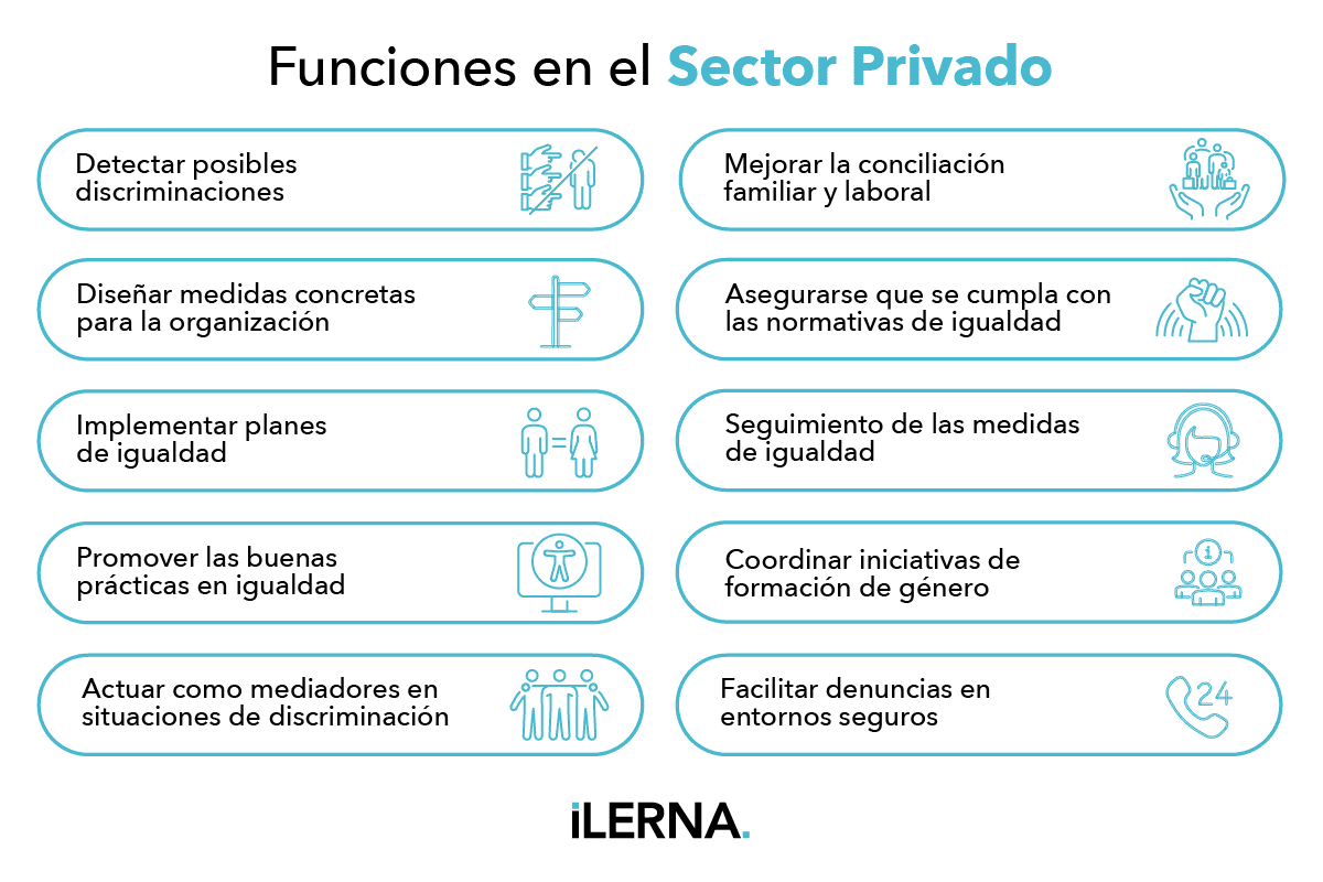 Estas son las funciones que desempeña un agente de igualdad en el sector privado Funciones que tiene un agente de iguald