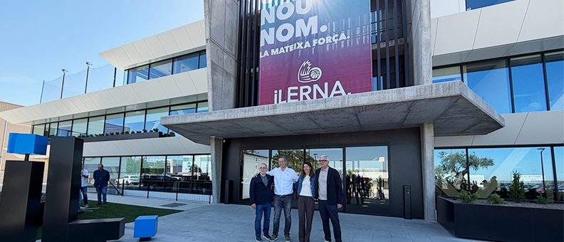 Representantes del Lleida basquet e iLERNA en la presntacion del patrocinio