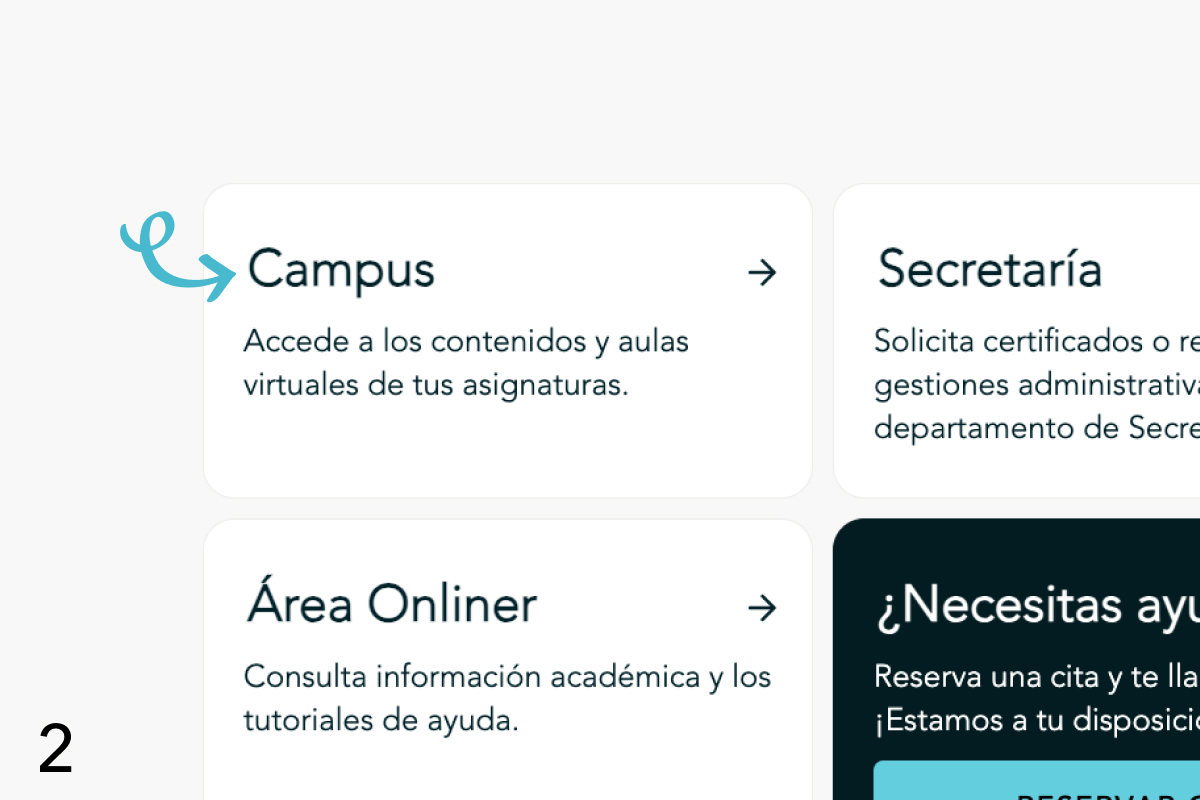 Menú central con la opción de Campus